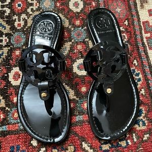 Tory Burch Miller Sandals - Black Patent Leather 7 1/2
